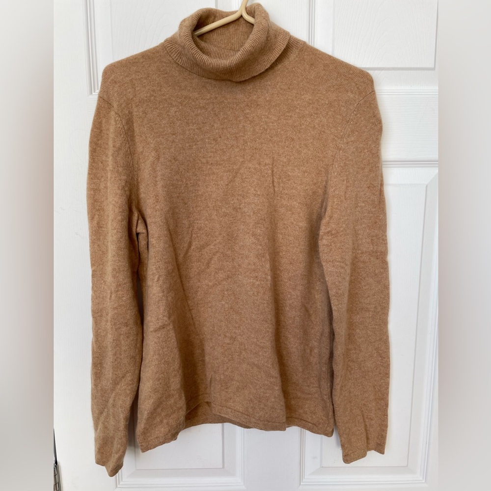 Lord & Taylor Camel Brown Cashmere Turtleneck Sweater